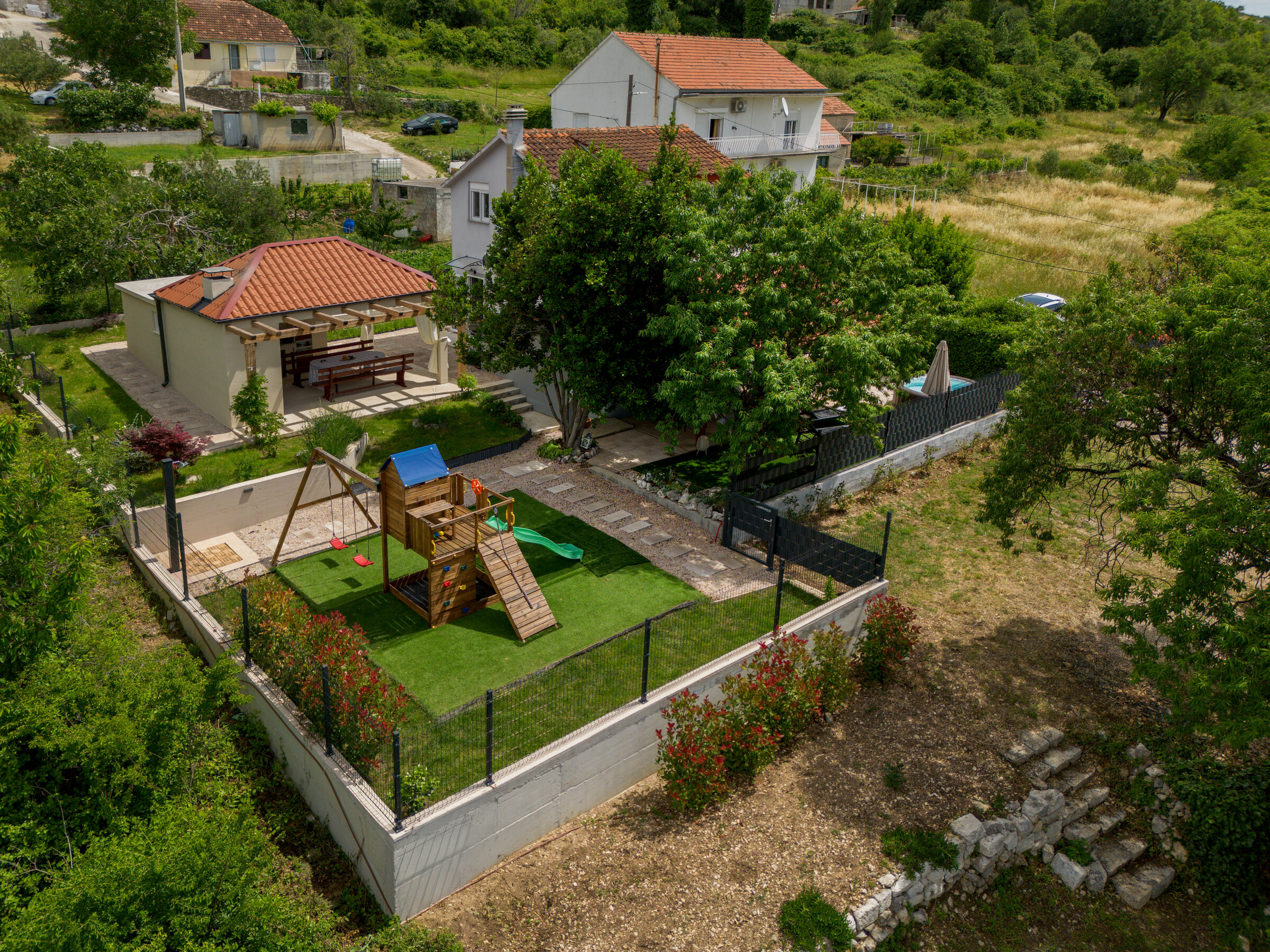 House and playground from above